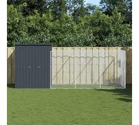 Niche pour chien avec enclos anthracite 165 x 455 x 181 cm en acier galvanisé, construction robuste pour la sécurité et le confort, cage polyvalente avec design en maille et pratique