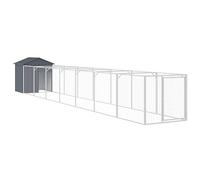 Niche Pour Chien Avec Passerelle, Acier Zingué, Anthracite, 117x813x123 cm | Acier galvanisé, toit de protection, grille de ventilation, porte avec loquet, montage au sol plat