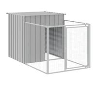 Niche Pour Chien Avec Passerelle, Gris Clair, 110x201x110 cm, Acier Zingué | Acier galvanisé, passerelle en maille, ventilation, porte à loquet, toiture, montage sur sol plat