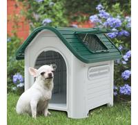 Niche pour chien 'Bello' Maison pour chien avec lucarne 87 x 72 x 75 cm plastique blanc/vert