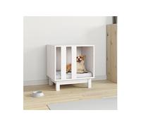 Vidaxl Niche Pour Chien Blanc 50x40x52 Cm Bois De Pin Massif