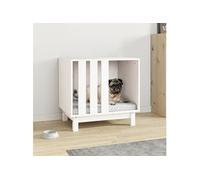 Niche pour Chien Blanc 60x45x57 cm Bois de Pin Massif Maison Couchage
