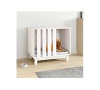 Niche pour chien Blanc 70x50x62 cm Bois de pin massif 822482