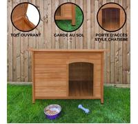 Niche pour Chien de Taille Moyenne - Bois de Sapin - Marron - 70 x 103 x 63 cm - Intérieur/Extérieur