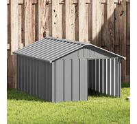 vidaXL Niche pour chien 171542 - Chenil avec toit, acier galvanisé 116,5×103×81,5 cm - Gris