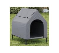 Niche pour Chien, Chenil avec Fenêtre, Maison pour Animaux de Compagnie Jardin Terrasse Cour, Gris Clair Tissu Oxford 172590