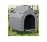 Niche pour Chien, Chenil avec Fenêtre, Maison pour Animaux de Compagnie Jardin Terrasse Cour, Gris Clair Tissu Oxford 172591