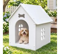 Niche Pour Chien De Taille Moyenne Avec Toit À Deux Pentes, Fenêtre, Entrée Basse Et Base Surélevée, Niche Chien Pour Petits Chiens, Abri Pour Chien Compact PP,44*40*55cm / 17*16*22in