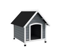 PawHut Niche pour Chien extérieure en Bois, Maison Chien avec Plancher Amovible, Pieds en Plastique réglables en Hauteur, Niche Chien extérieure, pour Chiens de Taille Moyenne, 75 x 88 x 82 cm, Gris