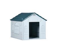 PawHut Niche pour chien Maisonnette design PP 65 x 75 x 63 cm Bleu/Blanc