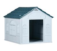 Niche Pour Chien Design Maisonnette - Dim. 65l X 75l X 63h Cm - Pp Bleu Blanc