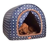 Niche pour chien d'intérieur fermée auto-chauffante - Pliable - Lavable - Avec coussin amovible - 76 x 55 x 51 cm