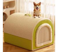 Niche pour Chien Douce, Lit pour Chat Amovible Et Coupe-Vent avec Poignées de Transport, Chaleur Enveloppante sur Tous Les Côtés, Lavable, Confortable Et Spacieux pour Petits, Moyens Et GR Green XXXL