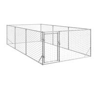 Niche pour chien en acier galvanisé 2 x 4 x 1 m avec porte, cage d'extérieur pour chien avec design en maille hexagonale, système de verrouillage verrouillable et espace d'activités généreux pour