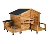 Niche pour Chien en Bois avec mangeoire et Boite de Rangement Rusty - 151 x 138 x 100 cm - Marron