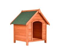 Niche pour chien en bois lasuré avec toit pointu ouvrant marron