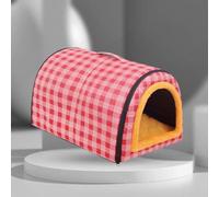Niche pour chien et chat - Igloo pliable 2 en 1 avec coussin amovible apaisant, anti-anxiété, lit doux et chaud - pour chiens, chiots, chats et lapins - Imperméable et antidérapant - Taille L : 70 x