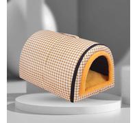 Niche pour chien et chat - Igloo pliable 2 en 1 avec coussin amovible apaisant, anti-anxiété, lit doux et chaud - pour chiens, chiots, chats, lapins, imperméables et antidérapants (taille XS : 35 x 27