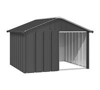 Niche pour Chien Exterieur en Métal, Imperméable et Ventilé, Maison Chien Exterieur, Kennel Chenil Abri pour Jardin, Cours, Veranda, Anthracite 116,5x103x81,5 cm Acier galvanisé