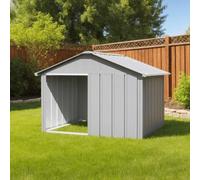 Niche pour Chien Exterieur en Métal, Imperméable et Ventilé, Maison Chien Exterieur, Kennel Chenil Abri pour Jardin, Cours, Veranda, Gris 116,5x103x81,5 cm Acier galvanisé