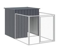 Niche pour Chien Extérieur Métal, Chenil d'extérieur Enclos Cage pour Chien avec Cour Anthracite 110x201x110 cm