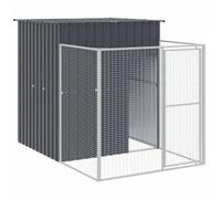 Niche pour Chien Extérieur Métal, Chenil d'extérieur Enclos Cage pour Chien avec Cour Anthracite 165x251x181 cm