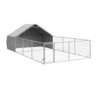 Niche pour Chien Extérieur Métal, Chenil d'extérieur Enclos Cage pour Chien avec Toit Imperméable 7x3x1,9 m Acier galvanisé