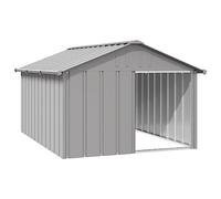 Niche pour Chien Extérieur Métal, Chenil d'extérieur Enclos Cage pour Chien Gris 116,5x153x81,5 cm Acier galvanisé
