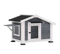 Niche pour chien extérieur - PawHut - plancher amovible, auvent de porte et toit imperméable - bois - 98x76x69,5cm - gris