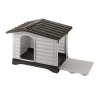Ferplast Niche pour chien DOGVILLA 60 - Extérieur, toit amovible, fond drainant, gris, 58x48x44 cm
