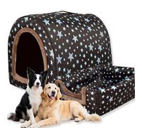 Niche pour chien grande taille 2 en 1, niche pour chien apaisante, lavable, grotte pour animaux de luxe imperméable, amovible, anti-anxiété pour chiens dehors, lit pour chats (B, 3XL - 105 * 80 * 75