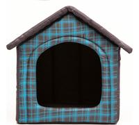 Niche pour chien HobbyDog Lit pour chien Lit pour animal Lit pour chat - Standard - 76 x 74 x 72 cm [Taille : R6] - Bleu à carreaux