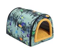 Niche pour chien isolée et résistante aux intempéries - Niche imperméable | Lit isotherme avec poignée | Nid de couchage chaud avec coussin amovible | Fond antidérapant | Portable et pliable
