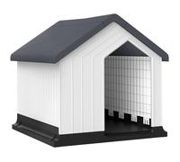 Niche pour chien PawHut extérieur, niche en plastique abri étanche avec fenêtre - chiens de petite taille, 62L x 61P x 60Hcm, gris