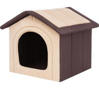 Niche pour chien pliable pour l'intérieur & l'extérieur - R3 50x45cm - lavable, légère, beige avec marron