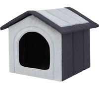 Niche pour chien pliable pour l'intérieur & l'extérieur - R3 50x45cm - lavable, légère, gris clair avec bleu marine