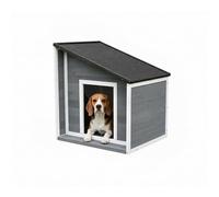 Niche pour Chien Relaxdays, en Bois étanche, Toit inclinable pour Petits Chiens, H x L x P : 77 x 71 x 58 cm, Gris/Blanc