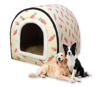 Niche pour chiens de grande taille 2 en 1, niche pour chien apaisante, lavable, grotte pour animaux de luxe imperméable, amovible, anti-anxiété pour chiens dehors, lits pour chats (O, 2XL-90 * 68 * 66