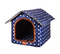Niche pour petits chiens | Niche d'intérieur imperméable pour animaux de compagnie avec tapis amovible, grande maison pour animaux de compagnie, maison pour chat chaude et épaisse d'hiver bleue, amovi
