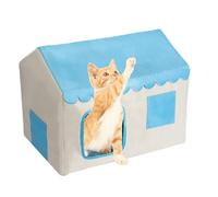 Niche rafraîchissante pour chat - 47 x 38 x 40 cm - Abri fermé isolé - Point de repos confortable pour chatons, porte arrière, balcon, jardin, intérieur en toutes saisons