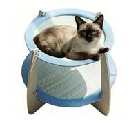 Niche ronde pour chat en respirante | Avec en bois amovible et lavable à double couche pour intérieur, maison, chambre, appartement, balcon, toutes les tailles