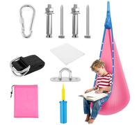 Niche suspendue pour enfant - Siège à bascule avec LED - 16 changements de couleur - 7 modes clignotants - Balançoire suspendue portable avec coussin gonflable - Sac - Fauteuil à bascule sensoriel