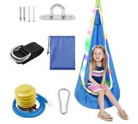 Niche suspendue pour enfants - Siège à bascule avec LED - 16 changements de couleur - 7 modes clignotants - Balançoire suspendue portable avec coussin gonflable - Sac - Fauteuil à bascule sensoriel