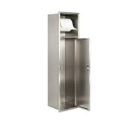 Niche WC encastrable avec porte-papier et poubelle intégrée, acier inoxydable 304, design entièrement soudé, fixation murale, solution de rangement moderne pour salle de bain
