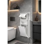 Niche WC Encastrable, Porte-Papier Toilette en Inox 304 | Solution 5-en-1 avec porte-papier, compartiment ouvert et poubelle amovible.(Milk)