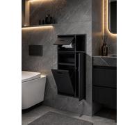 Niche WC Encastrable, Porte-Papier Toilette en Inox 304 | Solution 5-en-1 avec porte-papier, compartiment ouvert et poubelle amovible.(Black)