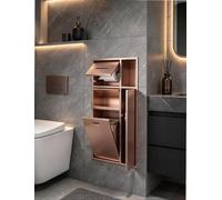 Niche WC Encastrable, Porte-Papier Toilette en Inox 304 | Solution 5-en-1 avec porte-papier, compartiment ouvert et poubelle amovible.(Rose)