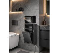 Niche WC Encastrable, Porte-Papier Toilette en Inox 304 | Solution 5-en-1 avec porte-papier, compartiment ouvert et poubelle amovible.(Gray)