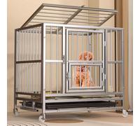 Nichee Chien Chenil for Chien Exterieur Équipé De roulettes Pivotantes Et d'une Petite Porte Pliable Fabriqué en Tubes Ronds Et Carrés Galvanisés Lumièree De Toit Amovible(Silver,98 * 64 * 84cm)