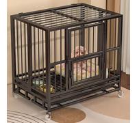 Nichee Chien Chenil for Chien Exterieur Équipé De roulettes Pivotantes Et d'une Petite Porte Pliable Fabriqué en Tubes Ronds Et Carrés Galvanisés Lumièree De Toit Amovible(Black,77 * 55 * 76cm)